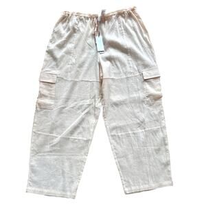 NWT Sanctuary Pale Blush Pink Semi Sheer Cargo Pants Coastal Beach Resort Boho